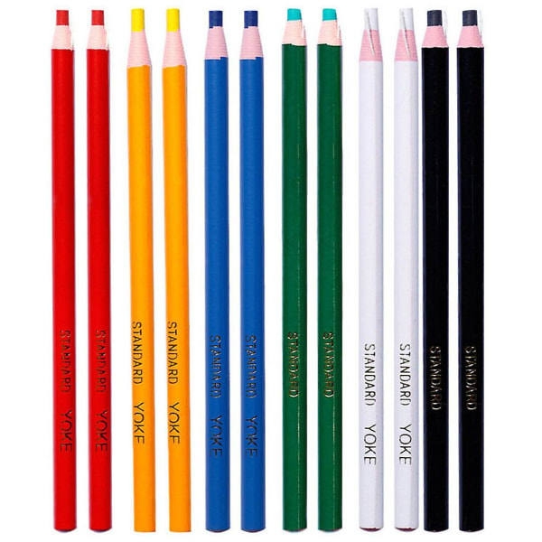 12-pakning med fargerike fargestifter, tegnestifter, fargestifter uten kutt, fargestifter som kan skrelles (16,5X1X1CM, flerfarget)