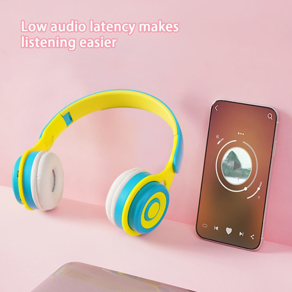Nya Bluetooth-headset för mobiltelefon och dator, universellt hopfällbart, trådlöst Bluetooth för barn (blått)
