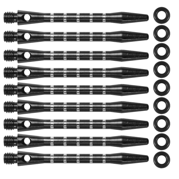 20 stykker standard 2ba gjenget dartskaft aluminiumslegering darttilbehør metallstang legeringsstang med 20 stykker ringer (svart) (5,5x0,8 cm, svart)