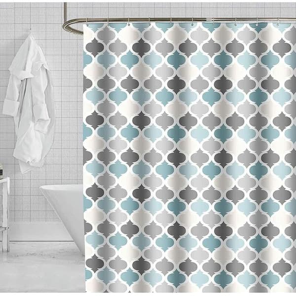 Duschdraperi 180 x 180cm Mögelresistent Badrumsdraperi Maskintvättbar Polyestertyg Blått Mönster