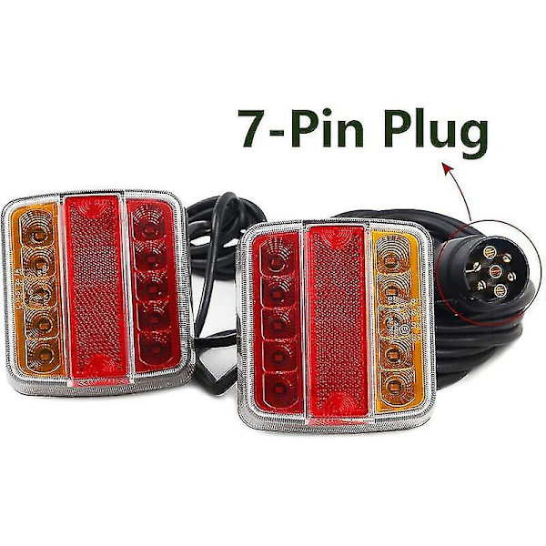 12V/24V LED-perävaunun takavalopaketti 7-napainen pistoke magneettipidikkeellä autoon, kuorma-autoon (keltainen ja punainen LED, pahvilaatikko)