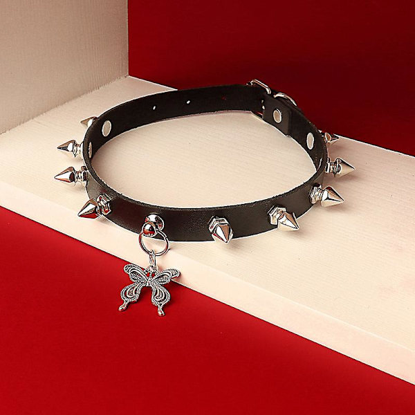 Halloween Cool Steampunk Kærlighed Hjerteformet Gotisk Goth Punk Rock Nitte Spids Studset PU Læder Choker Halskæde
