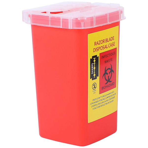 1 stk. Dispenser Shaver engangsboks Opbevaringsbeholder Plastboks til barbersalon Salon Genbrug (Rød) (15,4X9,5cm, Rød)