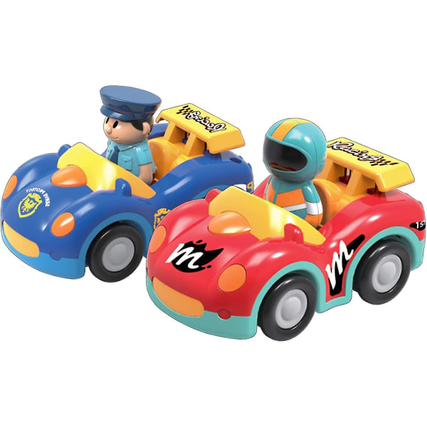 RC Cartoon Police Car and Racing Rc radiostyrda leksaker för småbarn och barn, paket med 2