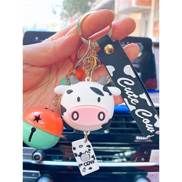 2023 New Cute Cow Nyckelring - Rolig Silikon Cow Hänge med print för bilnycklar, väska charm och festdekoration (grön)