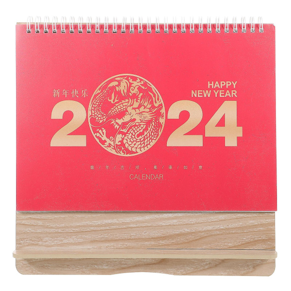 Dekorativ Skrivebordskalender 2024 Side Flip Calendar Stående Skrivebordskalender til hjemmekontoret (23,8x22,5 cm, som vist på billedet)
