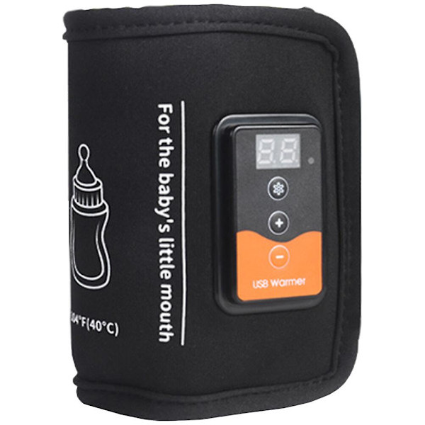 Bærbar brystvarmer brystmelkflaske termisk omslag gjenbrukbar brystvarmer USB brystvarmer (27,5X12,5CM, svart)