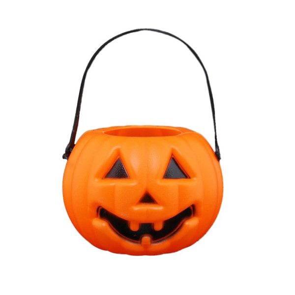 Halloween Portable Pumpkin Lantern Halloween Bucket Candy Jar Led Lantern Light Props Children's Party Supplies (As shown in the picture)