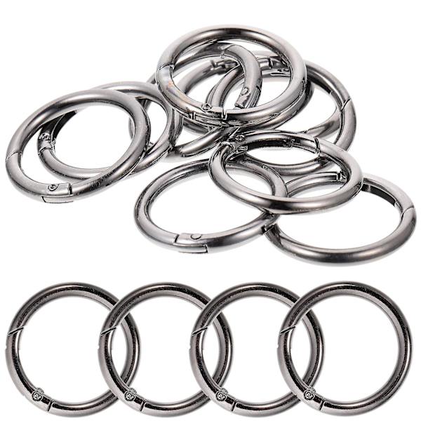 10 stk flate nøkkelringer i metall, runde nøkkelringer for å lage smykker, DIY runde ringer (4,00X4,00X0,40CM, svart)