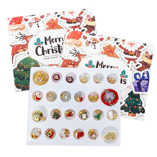 Julkalender DIY armband pärla klocka smyckesset blindbox barn present (flerfärgad)