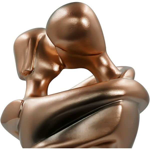 Hartsfigur av resin med kyssande par 28×16,5 cm Bröllopsdagspresent Par Julklapp Figur av man och kvinna Hem Sovrumsdekoration Figur (Band)