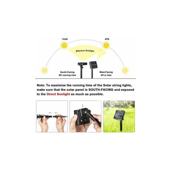 2-pack solcellslingor, 12 m 100 LED vattentäta ljusslingor (varmvit)
