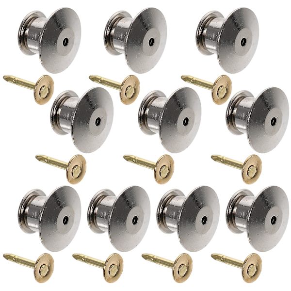 10 st låsbara metallås med stifthållare för displaymärken, böcker, hattar, väskor (vit nickelsilver)
