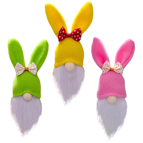 3-pack påskkanin hängande prydnader påskkanin gnomdocka dekoration påskdvärg gnomprydnader (15X5X3.5CM, som visas på bilden)