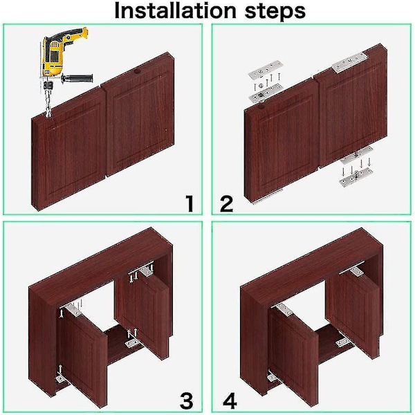4 st rostfria pivotgångjärn, 360 graders dolda rotationsdörrpivotgångjärn, övre nedre dörrgångjärn, för skåpfönsterdörr