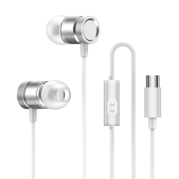 Metall In-ear Flat Port Hörlurar Typ-c-kontakt Tung Bas 20240236（Silver）