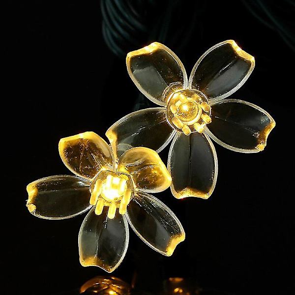 Jul Xmas Solcells LED-slinga persika blommor fe slinga 9m 5m vattentät utomhus festong slinga ljus dekor trädgårdsbelysning（9m，varmvit）