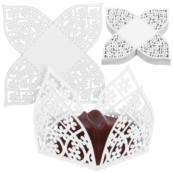 50 STK slikæske med chokoladepapir foret trøffelkopper til bryllupsslik (8.80X8.50X2.50CM, som vist på billedet)