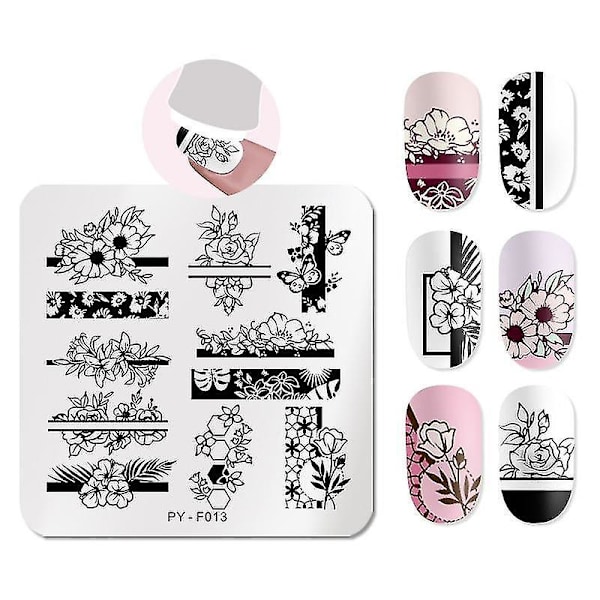 48 Marmor Blomster Blade Geometrisk Design Negle Stempel Plader Stencil