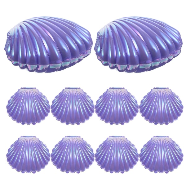 10 kpl Shell Candy Box Shell -säilytysrasia korurasia hääjuhliin (9,1 x 7,7 x 4,5 cm, violetti)