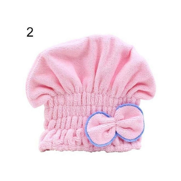 Fantastisk hårtorkningsmössa Snabbtorkande bandana Spa-handduk Söt rosett Mjuk korallfleece Mikrofiber Duschhandduk för kvinnor Mössa 1 st (rosa)