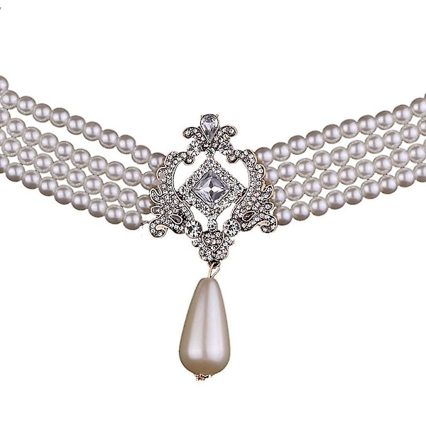 Flerskiktat 4-lagers kristallsimulerade pärlor Bib Choker Halsband