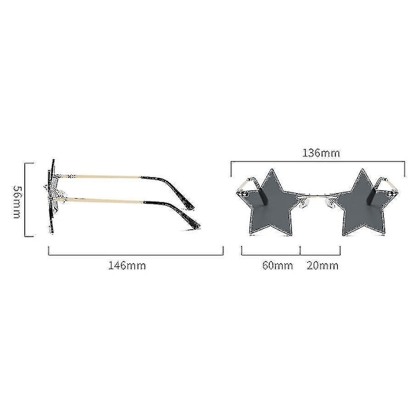1 par stjerneformede briller, festbriller, personlighet, motebriller（A）