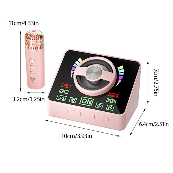 Karaoke-maskin Bärbar Bluetooth 5.3 Högtalarsystem Med 1 Trådlös Mikrofon Hemma Familjesång FAN0414（Rosa）