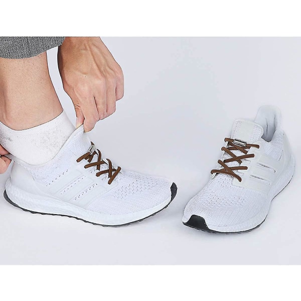 Brun elastisk sko lisser uten knyte for voksne, barn, eldre, system med elastiske skolisser (5 par)