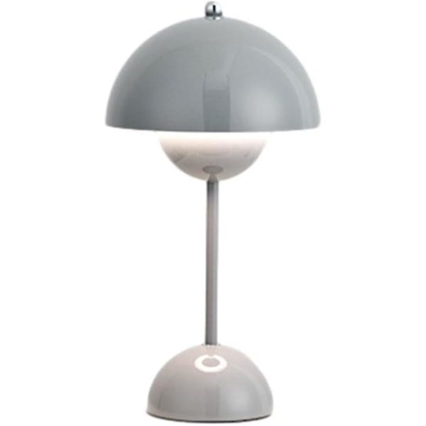 Led Flowerpot Bordslampa Trådlöst batteri Svamplampa, Modern Macaron Lampa Retro Touch Dimbar bordslampa med 3 färger sängbord (grå)