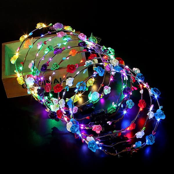 10 stk LED Blomsterkrone Justerbar Blomsterkrans Hodebånd Hodeplagg