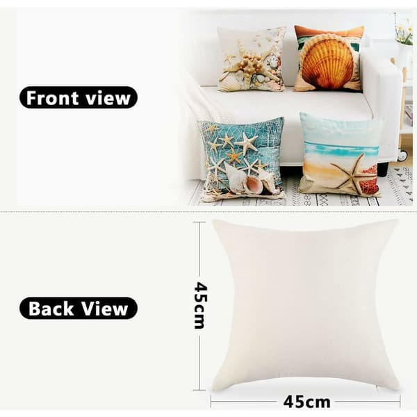 Kuddfodral 45X45 Kuddfodral Linne Kuddfodral Dekor Soffa Hem Ocean Dekor Kuddfodral Set om 4