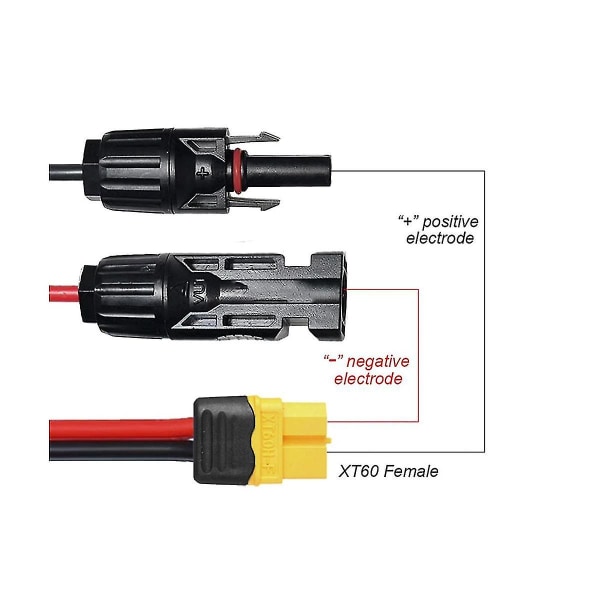 3 meter 12awg kontaktkabel Xt60 adapter till hane hona solkontakt förlängningskabel för portabel (svart röd)