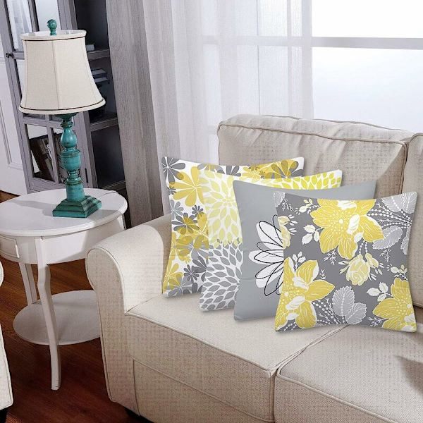 Set med 4 kuddfodral, soffhem vardagsrum sovrum heminredning blommörngott 45X45cm (Daisy - 45X45)