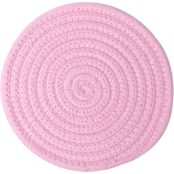 Rosa 3-delars set: 100 % bomullssnöre flätad grytunderlägg set, 7\" diameter