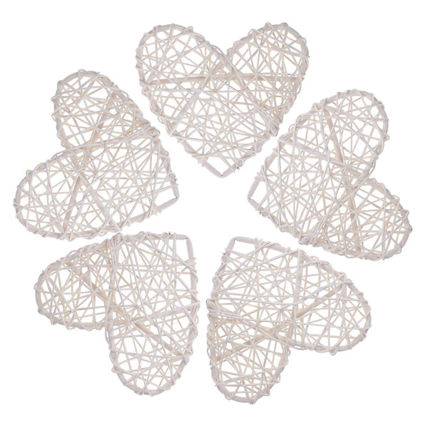 5 stk./parti søde rattan hjerteformede takraw bolde DIY takraw bold håndværk fest dekoration forsyninger (hvid) (16.00X16.00X2.00CM, hvid)