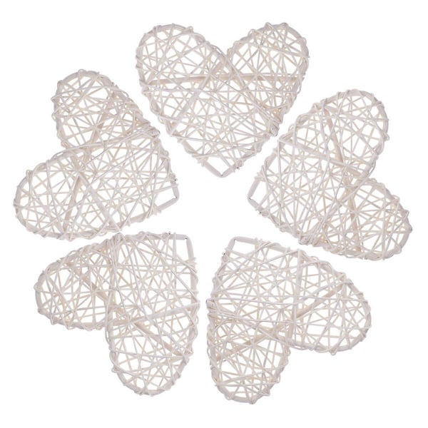 5 stykker/masse søte rotting hjerteformede takraw baller DIY takraw ball håndverk festdekorasjon rekvisita (hvit) (16.00X16.00X2.00CM, hvit)