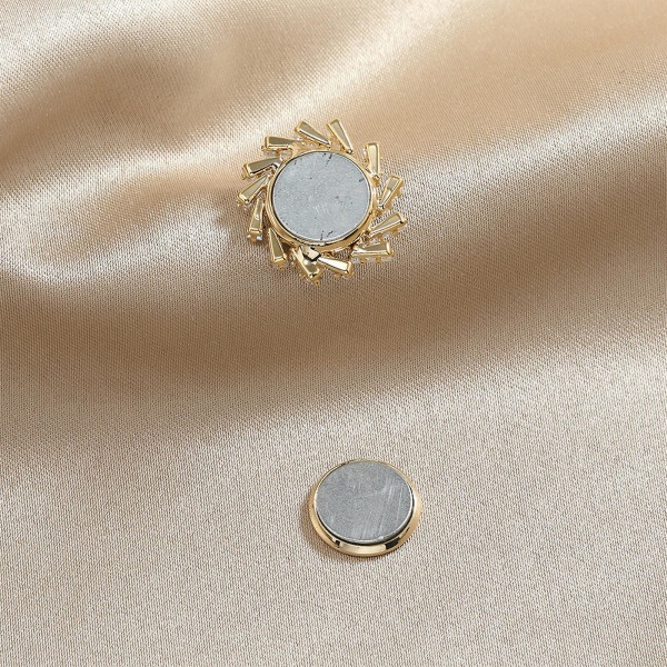 Opal magnetisk broschnål för kvinnor mode zirkon koppar brosch i blått och guld (blått)