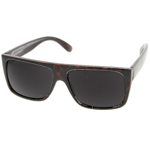 Retro Flat Top Bred Templen Eazy E Style Rektangulära Solglasögon 57mm（Sköldpadda Rök）
