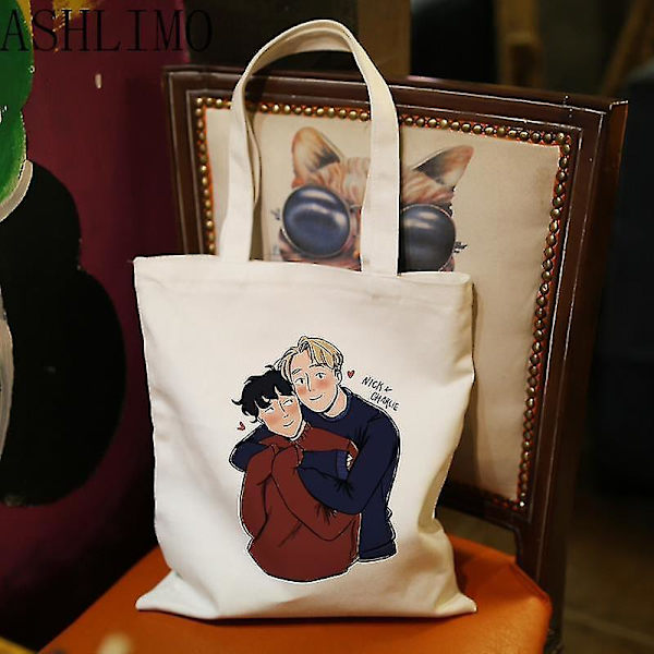 Handväskor Heartstopper Hi Leaves Dam Shopper Väskor Canvas Väska Resväska College Retro Axelväska Stor Kapacitet Student Handväska