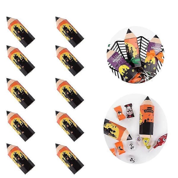 10 st Cartoon Pencil Presentask Godis Presentask Halloween Rolig Pencil Presentask Present (Orange)