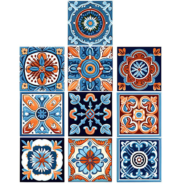 10 ark kakeldekaler kakeldekaler inomhus vägg golv kakeldekaler retro badrum väggdekaler (15.00X15.00X0.10CM, olika färger 1)