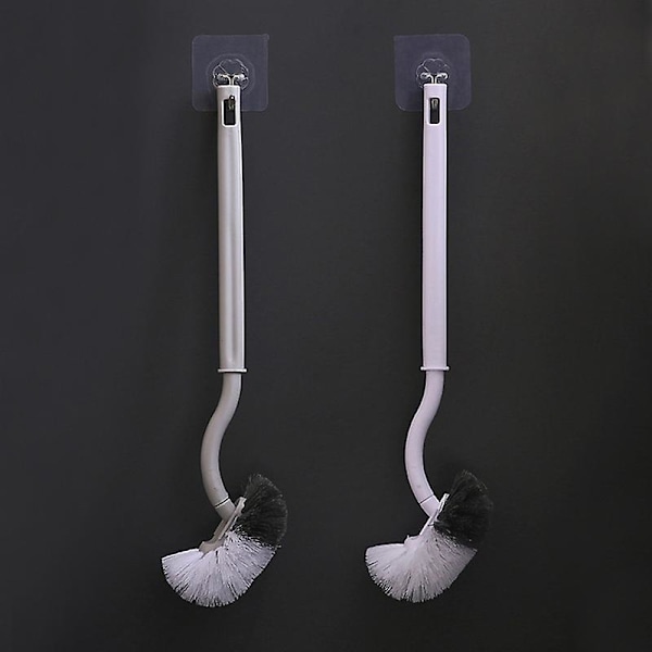 2 Pack Toilet Brush Upgrade Toilet Brush Curved Toilet Brush Long Handle Plastic Toilet Brush Set with Strong Bristles for Deep Cleaning