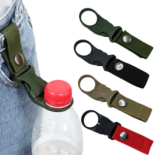 Nytt utomhus camping vandring multifunktionell taktisk nylon rem karbinhake spänne flaska flaska hängande bälte klämma verktyg 1 st (khaki färg)