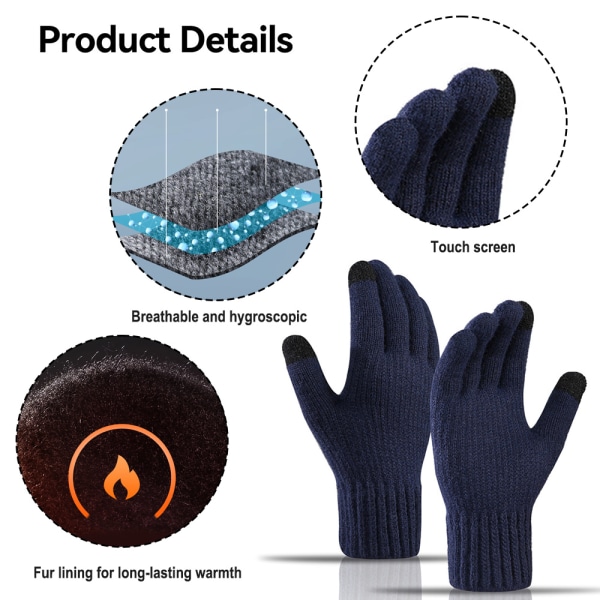 Touch screen gloves Men's winter outdoor riding gloves Woolen