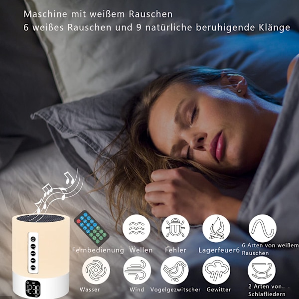 Cool Väckarklocka Bluetooth-högtalare, Vit Brus-maskin Funktion För Bebis Eller Vuxna, Erbjuder Utsökt Lyssning Upplevelse Och Sömn Atmosfär,