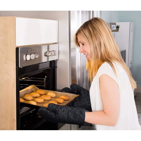 Ugnsvantar med silikontexturerad yta, flexibelt grepp för matlagning, bakning, grillning (1 par)
