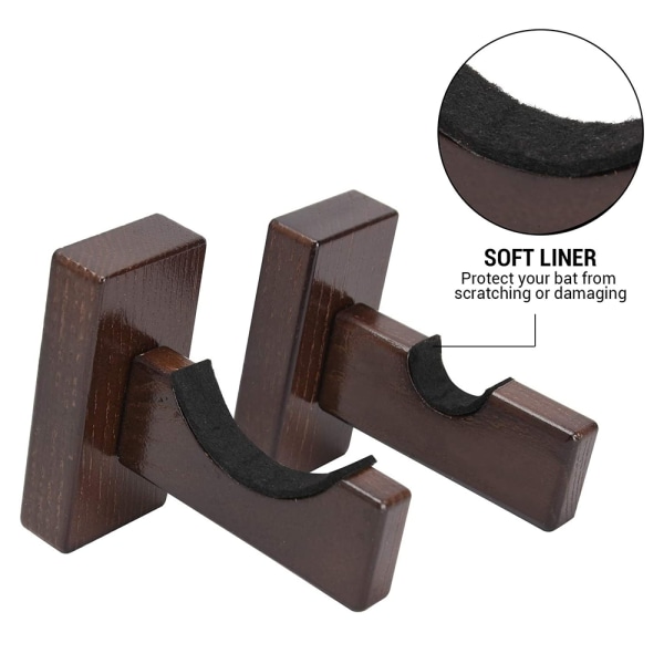 Baseball Bat Display Wall Mount, Wall Mount Holder,Brown