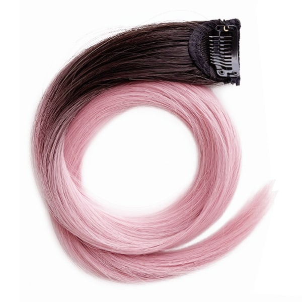 Clip-on rakt hårförlängning för kvinnor, gradientfärg