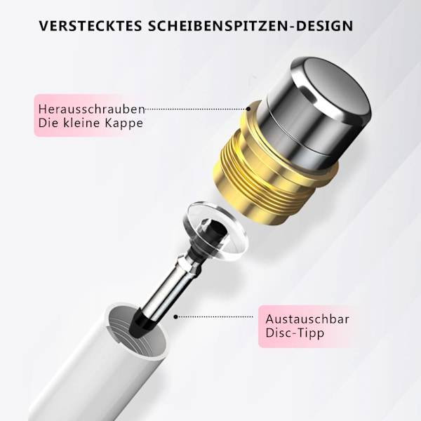 3-i-1 Stylus Penna för Alla Kapacitiva Pekskärmar, Koppar & Mesh Fin Spets Digital Penna för Sömlös Skrivning & Ritning